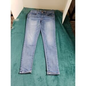 American Eagle Jeans Size 2 Womens Blue Stretch Distressed Mid Rise Jegging
